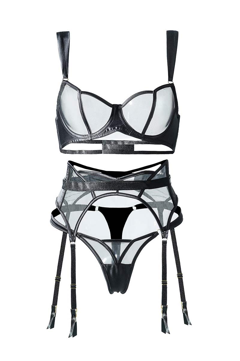 Black Sheer Mesh Lingerie Set