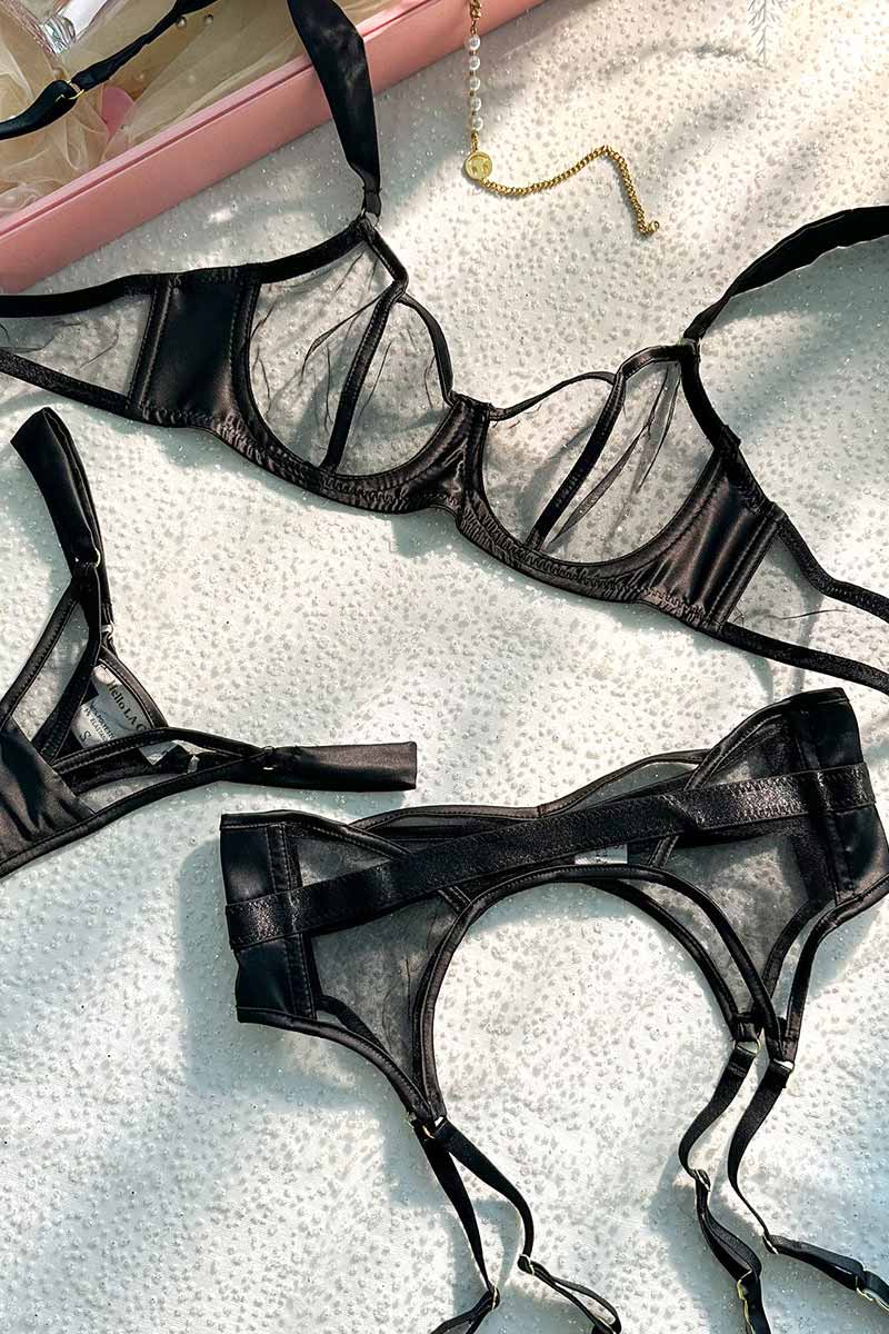 Black Sheer Mesh Lingerie Set